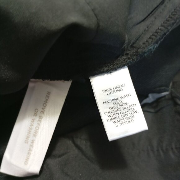 Ann Taylor LOFT 100% Linen Pants Petites Black Julie Wide-leg Size 10P Womens - Picture 5 of 11